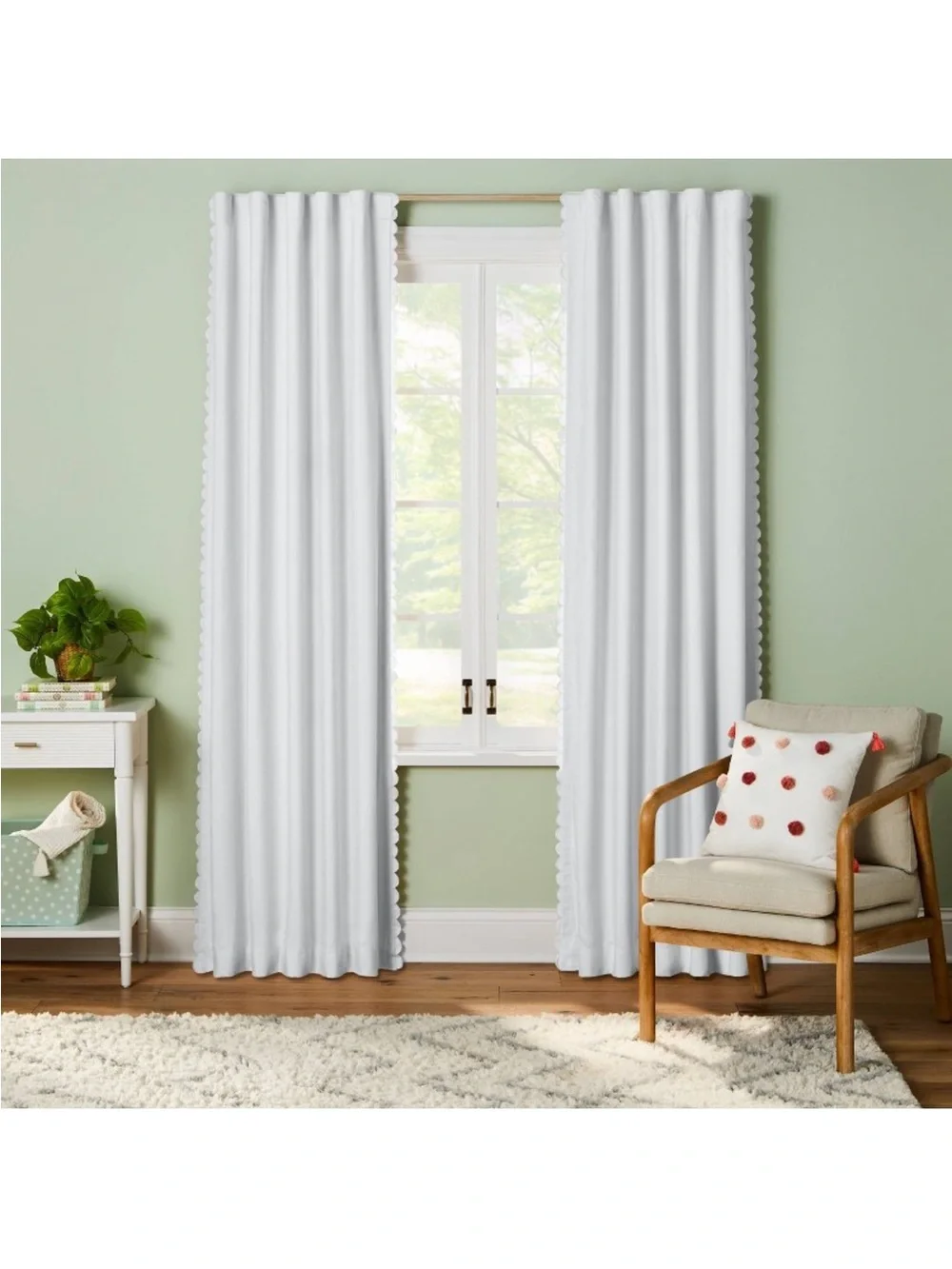 NWT Pillowfort Blackout Curtain- Cream Scallop 42”x84”